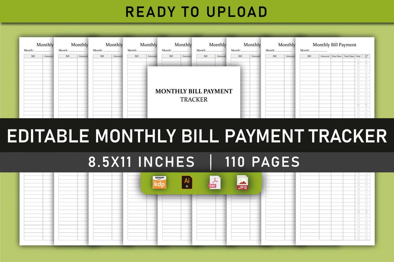 Monthly Bill Payment Tracker Planner - CraftNest - Digital Crafting and Art