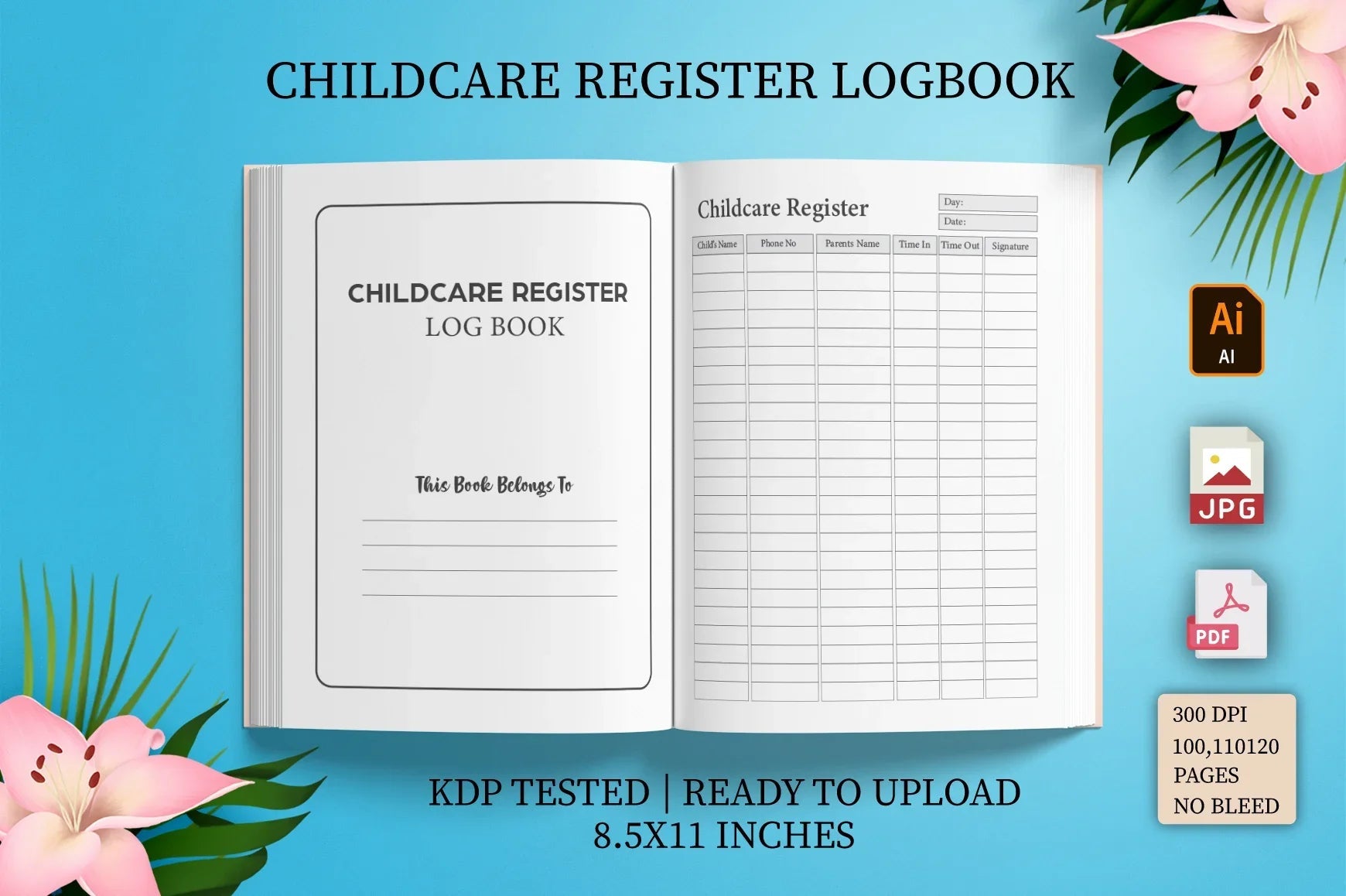 Childcare Register Logbook Planner - CraftNest - Digital Crafting and Art