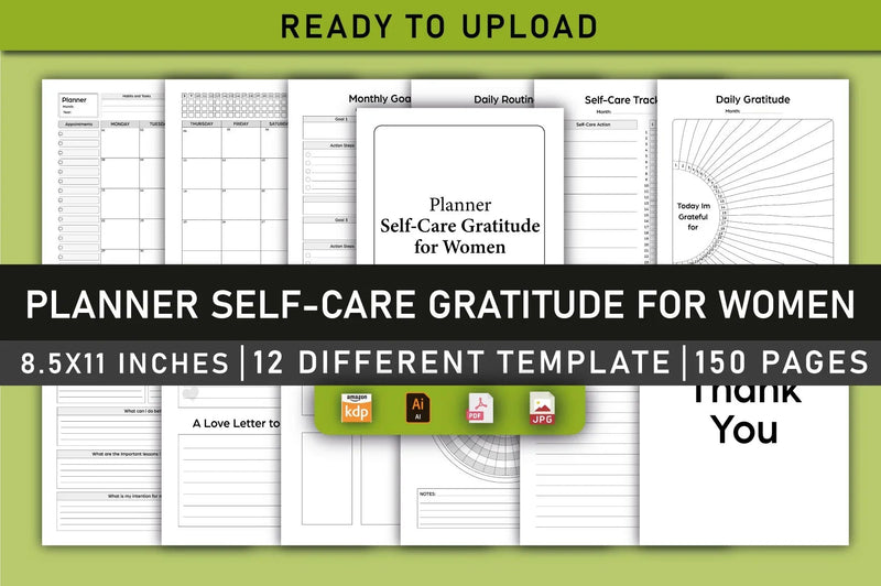 Self Care & Gratitude Planner for Women - Printable Planner - CraftNest - Digital Crafting and Art
