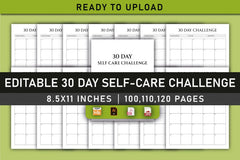 Day Self Care Challenge Planner - Printable Bundle - CraftNest - Digital Crafting and Art
