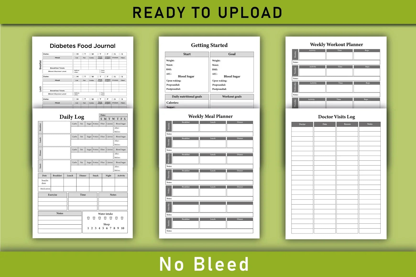 Diabetes Food & Blood Sugar Tracker Planner - CraftNest - Digital Crafting and Art