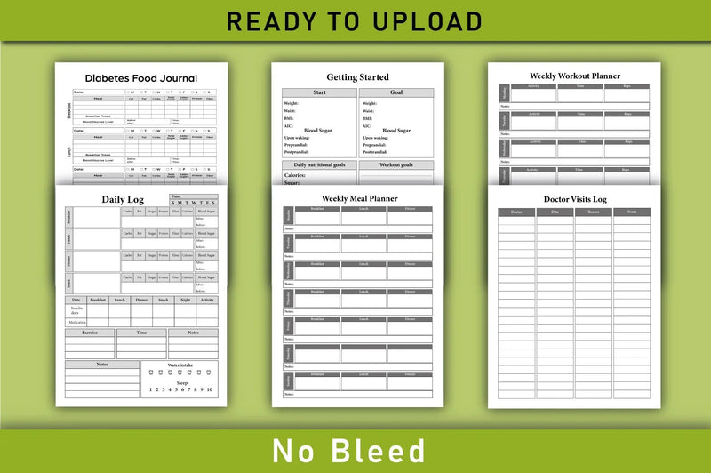Diabetes Food & Blood Sugar Tracker Planner - CraftNest - Digital Crafting and Art