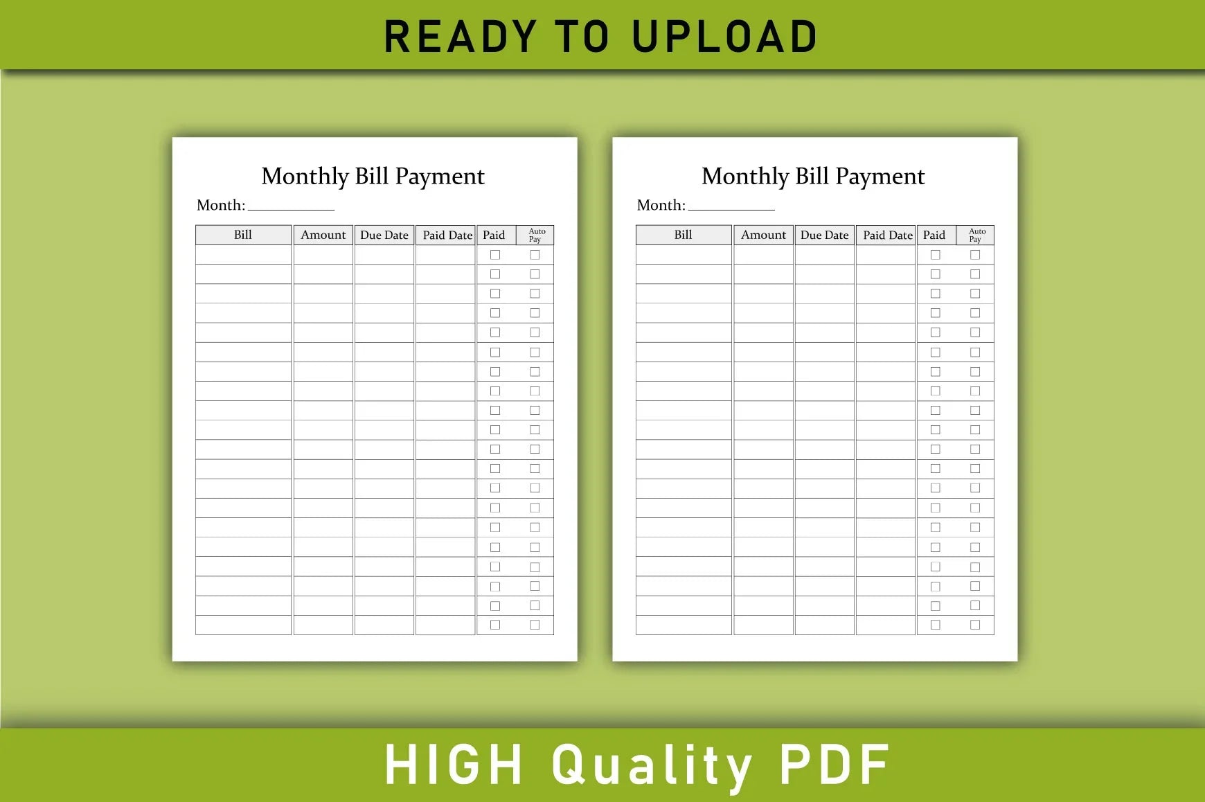 Monthly Bill Payment Tracker Planner - CraftNest - Digital Crafting and Art