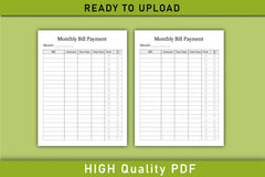 Monthly Bill Payment Tracker Planner - CraftNest - Digital Crafting and Art