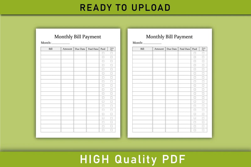 Monthly Bill Payment Tracker Planner - CraftNest - Digital Crafting and Art