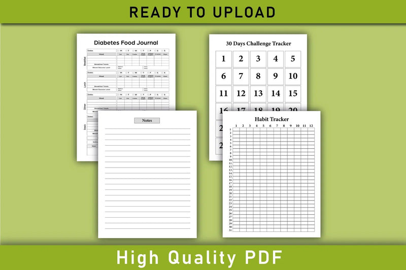 Diabetes Food & Blood Sugar Tracker Planner - CraftNest - Digital Crafting and Art