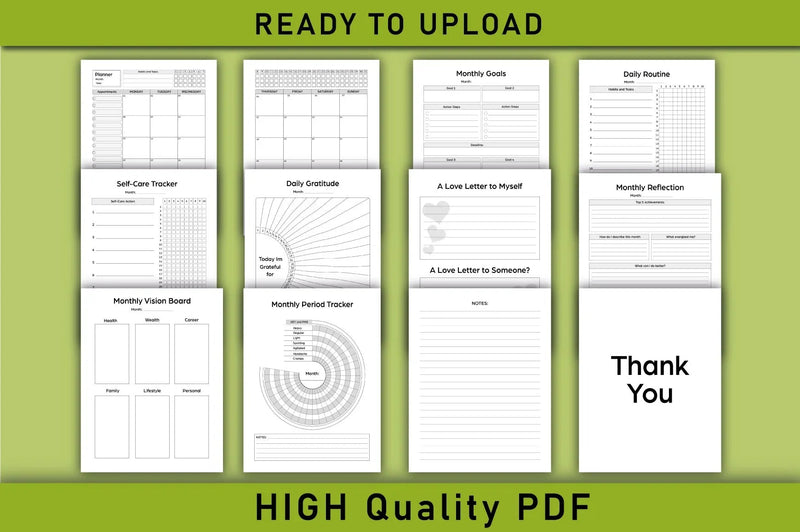 Self Care & Gratitude Planner for Women - Printable Planner - CraftNest - Digital Crafting and Art