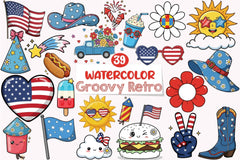 Groovy 4th of July Clipart Bundle - CraftNest - Digital Crafting and Art