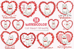 Valentine Cat Heart Wreath Clipart Bundle - CraftNest - Digital Crafting and Art