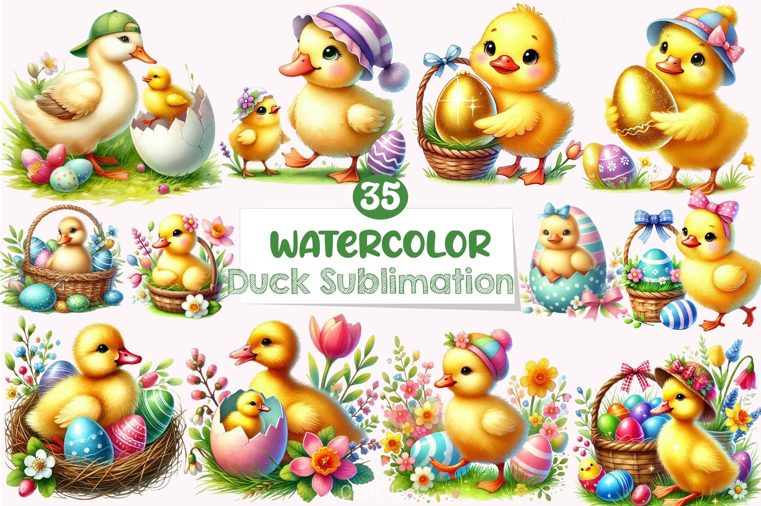 Cute Easter Duck Clipart Bundle - CraftNest - Digital Crafting and Art