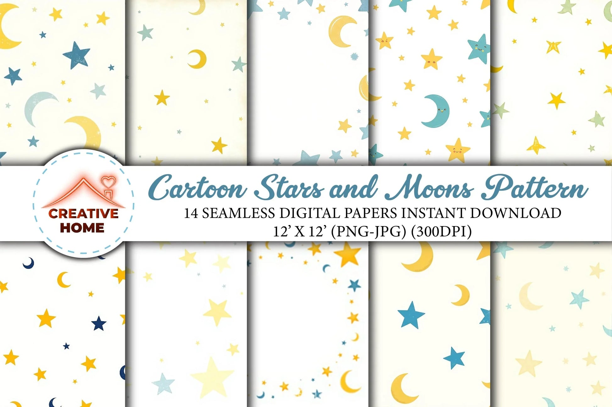 Cartoon Stars & Moons Clipart Bundle 1 - CraftNest - Digital Crafting and Art
