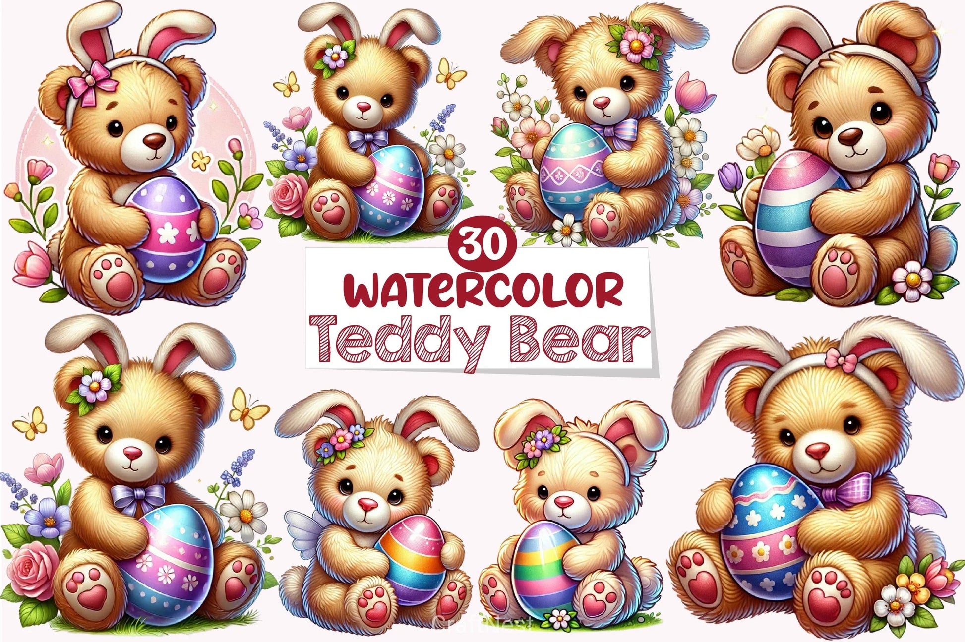 Easter Teddy Bear Clipart Bundle - CraftNest - Digital Crafting and Art
