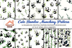 Cute Bamboo Munching Pattern Clipart Bundle - CraftNest - Digital Crafting and Art