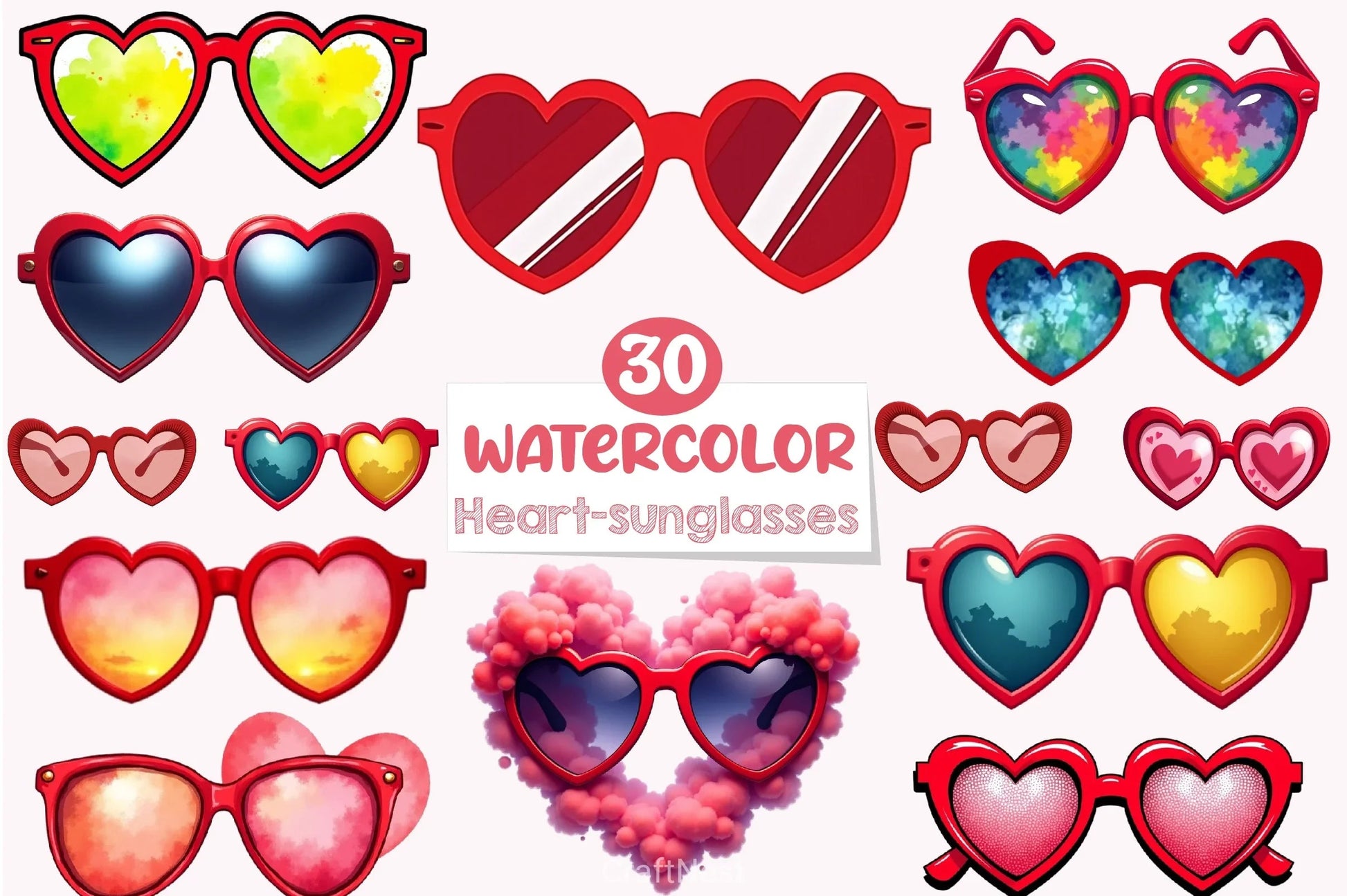 Valentine Heart Sunglasses Clipart Bundle - CraftNest - Digital Crafting and Art