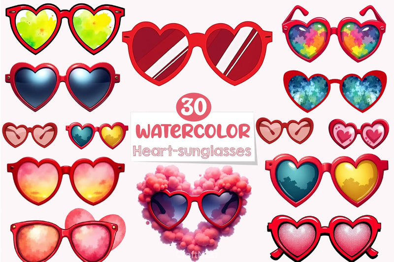 Valentine Heart Sunglasses Clipart Bundle - CraftNest - Digital Crafting and Art