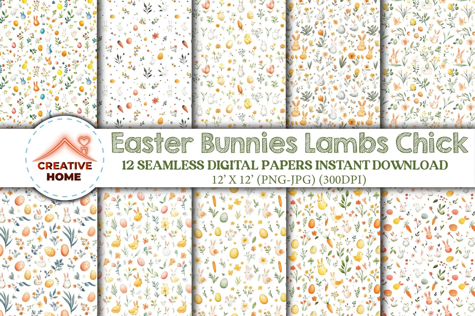 Easter Bunnies Lambs Chick Clipart Bundle - CraftNest - Digital Crafting and Art