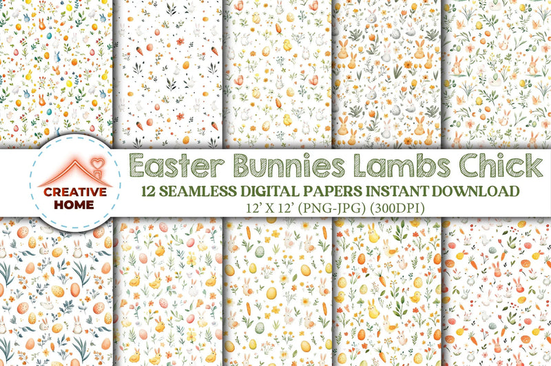 Easter Bunnies Lambs Chick Clipart Bundle - CraftNest - Digital Crafting and Art