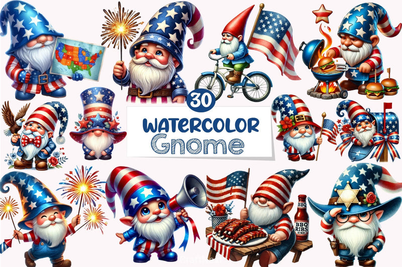 4th of July Gnome Clipart Bundle - CraftNest - Digital Crafting and Art