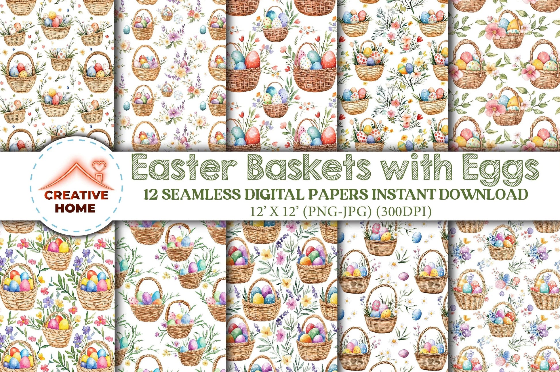Easter Egg Basket Clipart Bundle 5 - CraftNest - Digital Crafting and Art