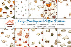 Cozy Reading & Coffee Clipart Bundle - CraftNest - Digital Crafting and Art
