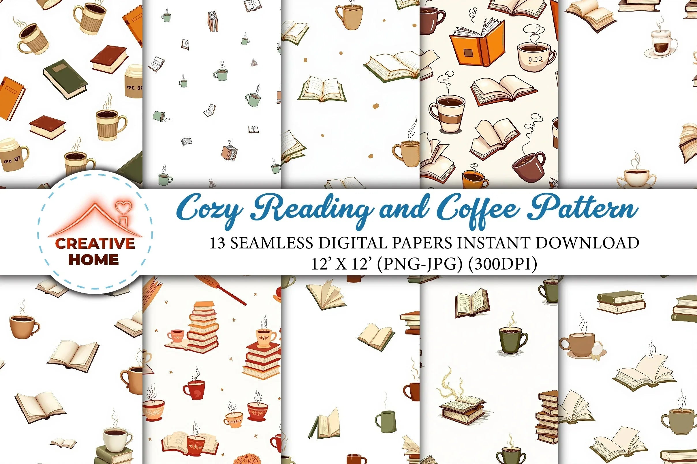 Cozy Reading & Coffee Clipart Bundle - CraftNest - Digital Crafting and Art