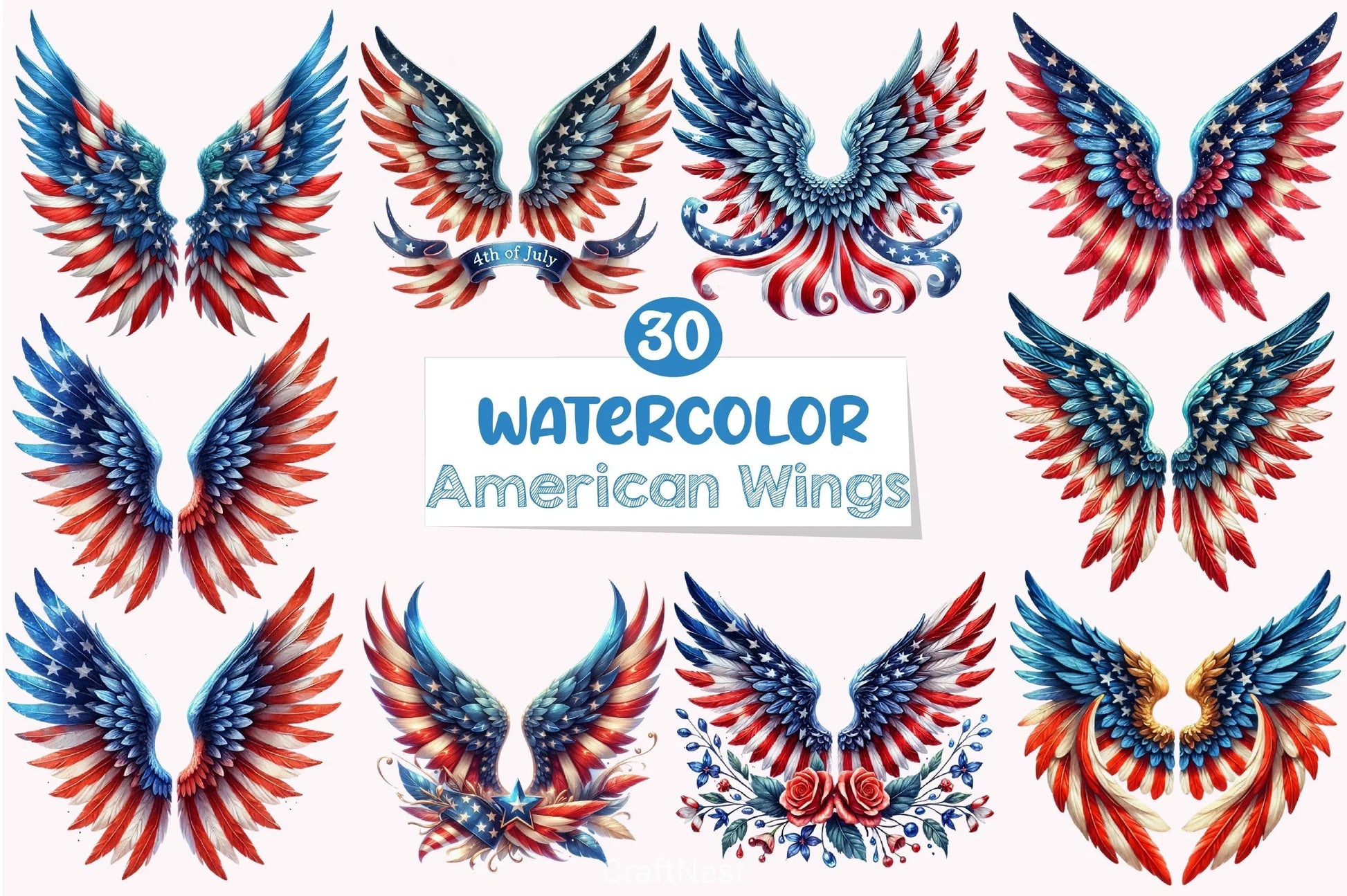 American Wings 4th of July Clipart Bundle - CraftNest - Digital Crafting and Art