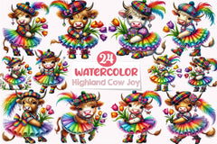 Mardi Gras Highland Cow Clipart Bundle 4 - CraftNest - Digital Crafting and Art