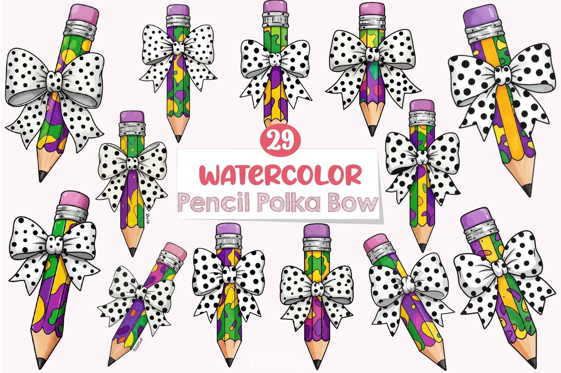 Mardi Gras Polka Dot Bow Clipart Bundle - CraftNest - Digital Crafting and Art