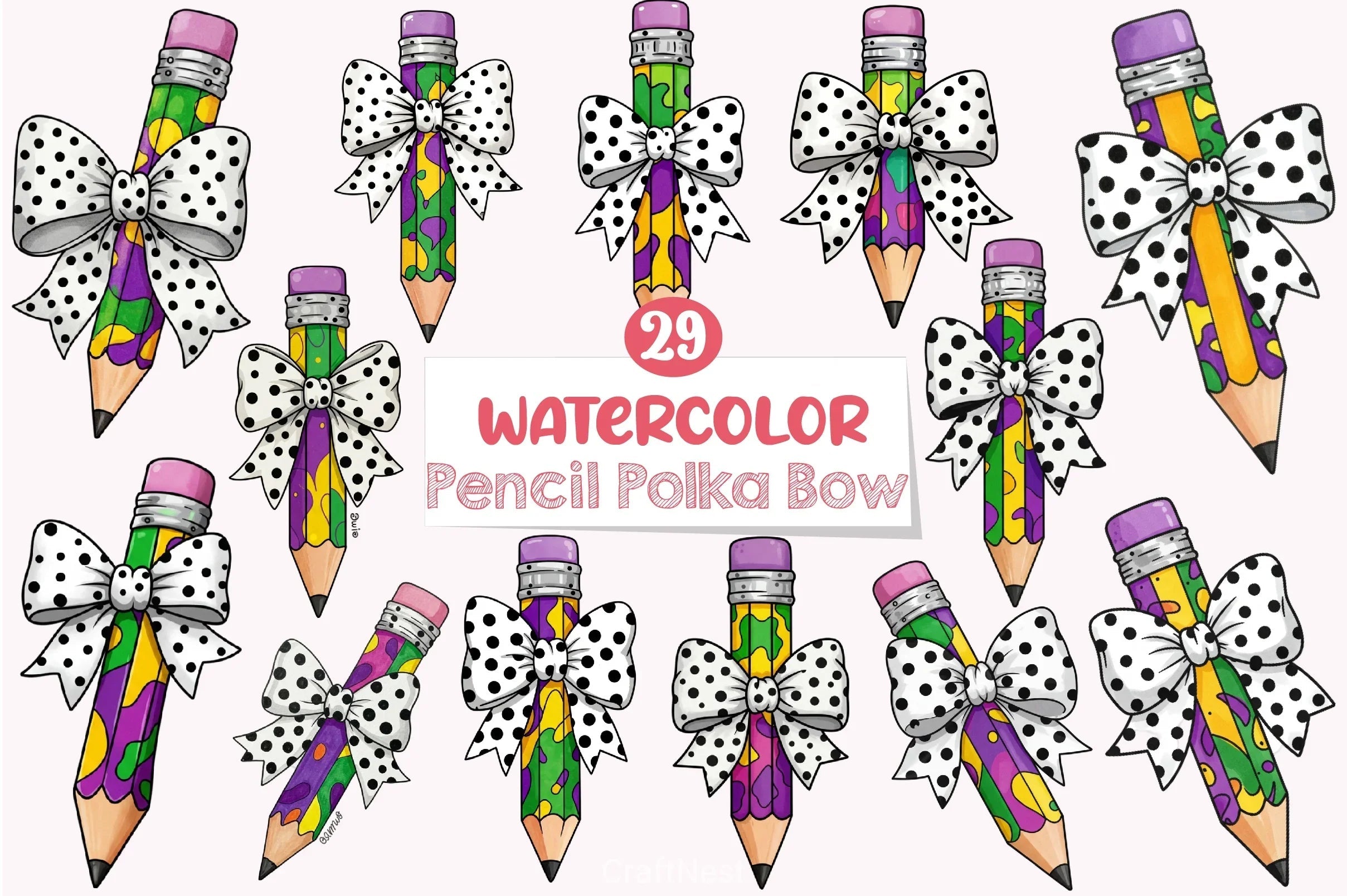 Mardi Gras Polka Dot Bow Clipart Bundle - CraftNest - Digital Crafting and Art