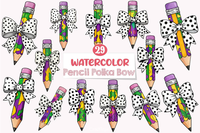 Mardi Gras Polka Dot Bow Clipart Bundle - CraftNest - Digital Crafting and Art