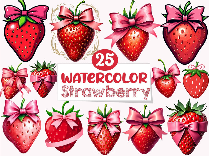 Valentine Strawberry Clipart Bundle - CraftNest - Digital Crafting and Art