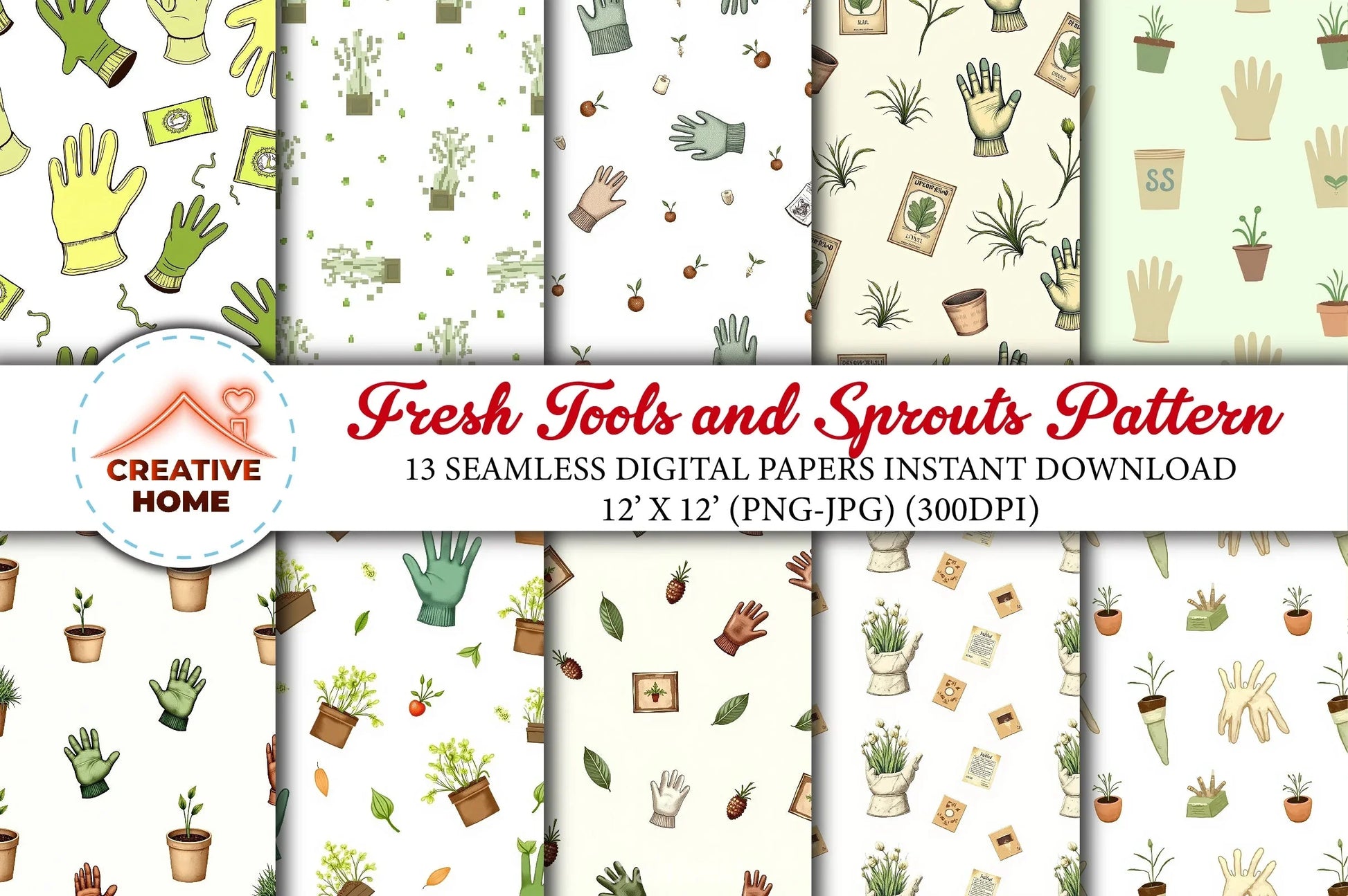 Fresh Tools & Sprouts Clipart Bundle - CraftNest - Digital Crafting and Art