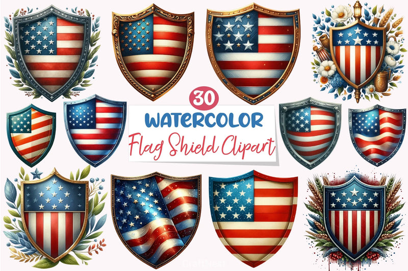 American Flag Shield Clipart Bundle - CraftNest - Digital Crafting and Art