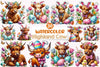 Easter Highland Cow Clipart Bundle