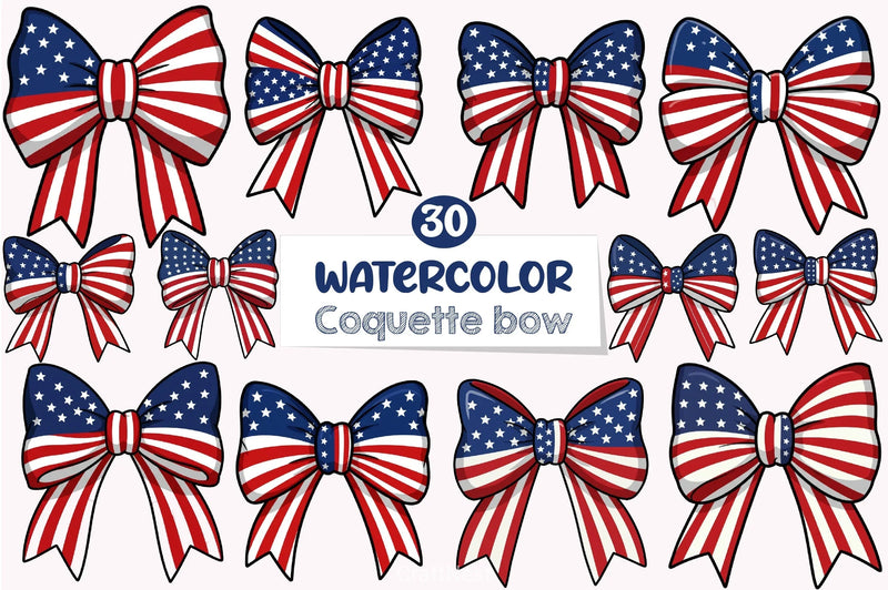 Coquette Bow 4th July Clipart Bundle - CraftNest - Digital Crafting and Art