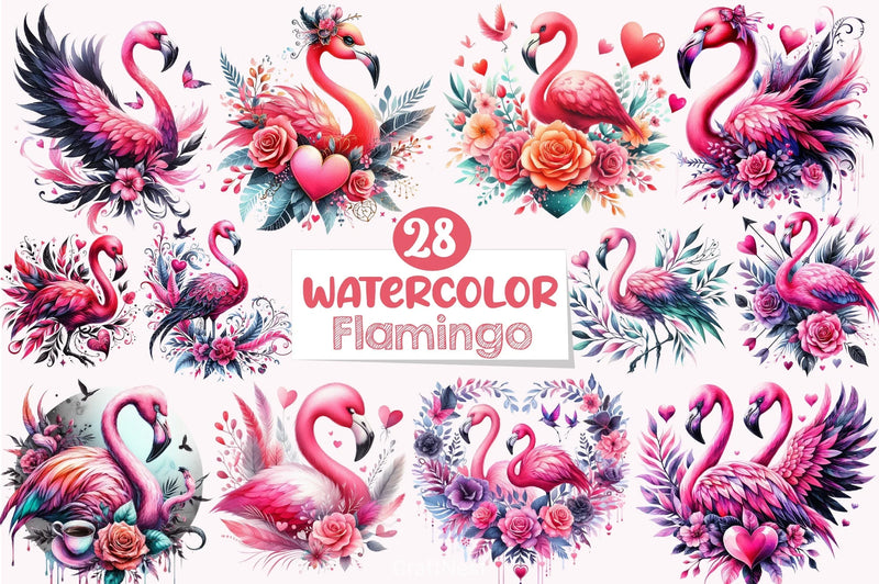 Valentine Flamingo Clipart Bundle - CraftNest - Digital Crafting and Art