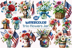 4th of July Flowers Clipart Bundle - CraftNest - Digital Crafting and Art