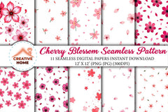 Cherry Blossom Pattern Digital Paper - CraftNest - Digital Crafting and Art