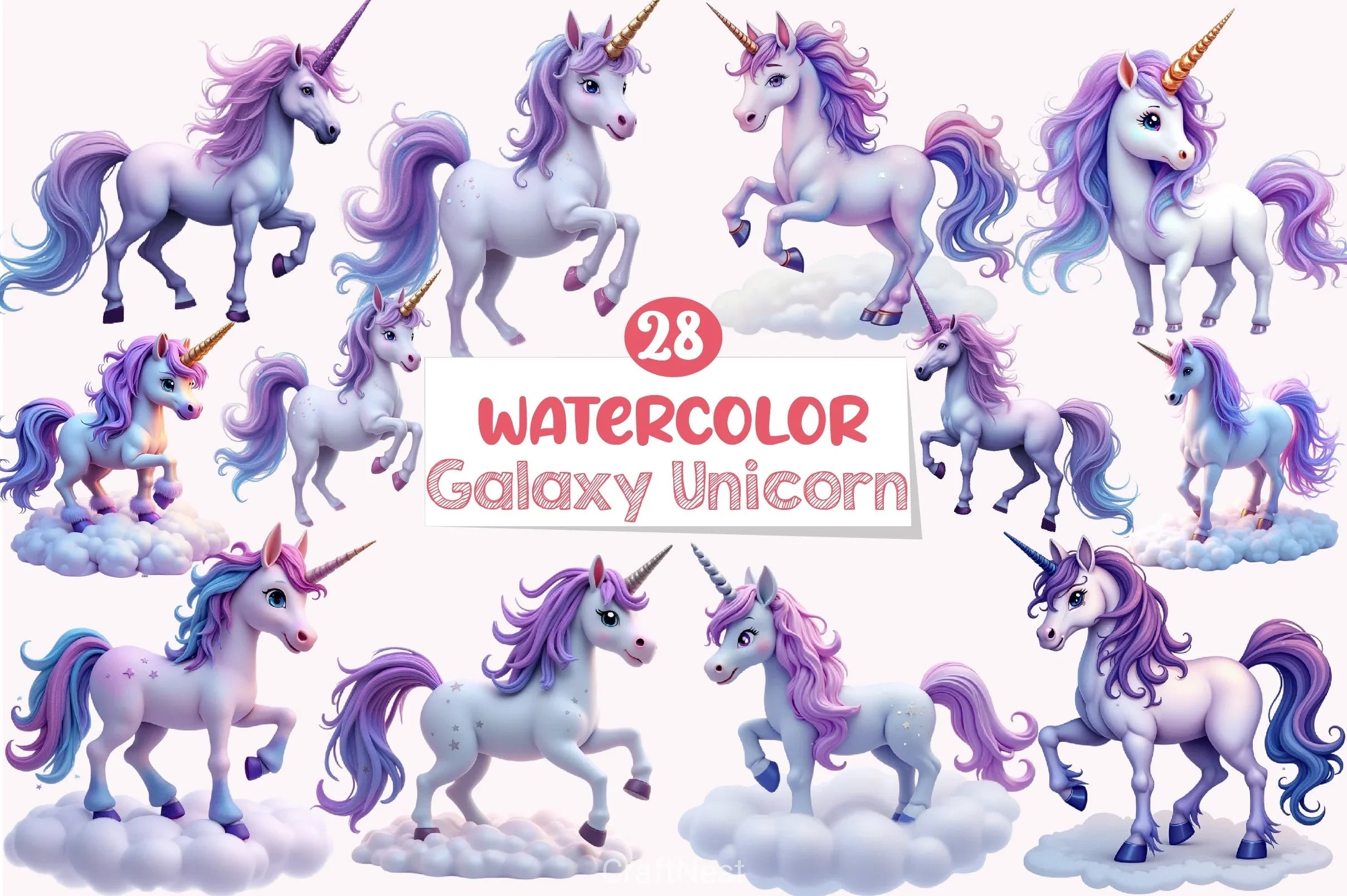 Galaxy Unicorn Clipart Bundle - CraftNest - Digital Crafting and Art