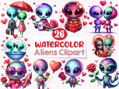 Valentine Aliens Clipart Bundle - CraftNest - Digital Crafting and Art