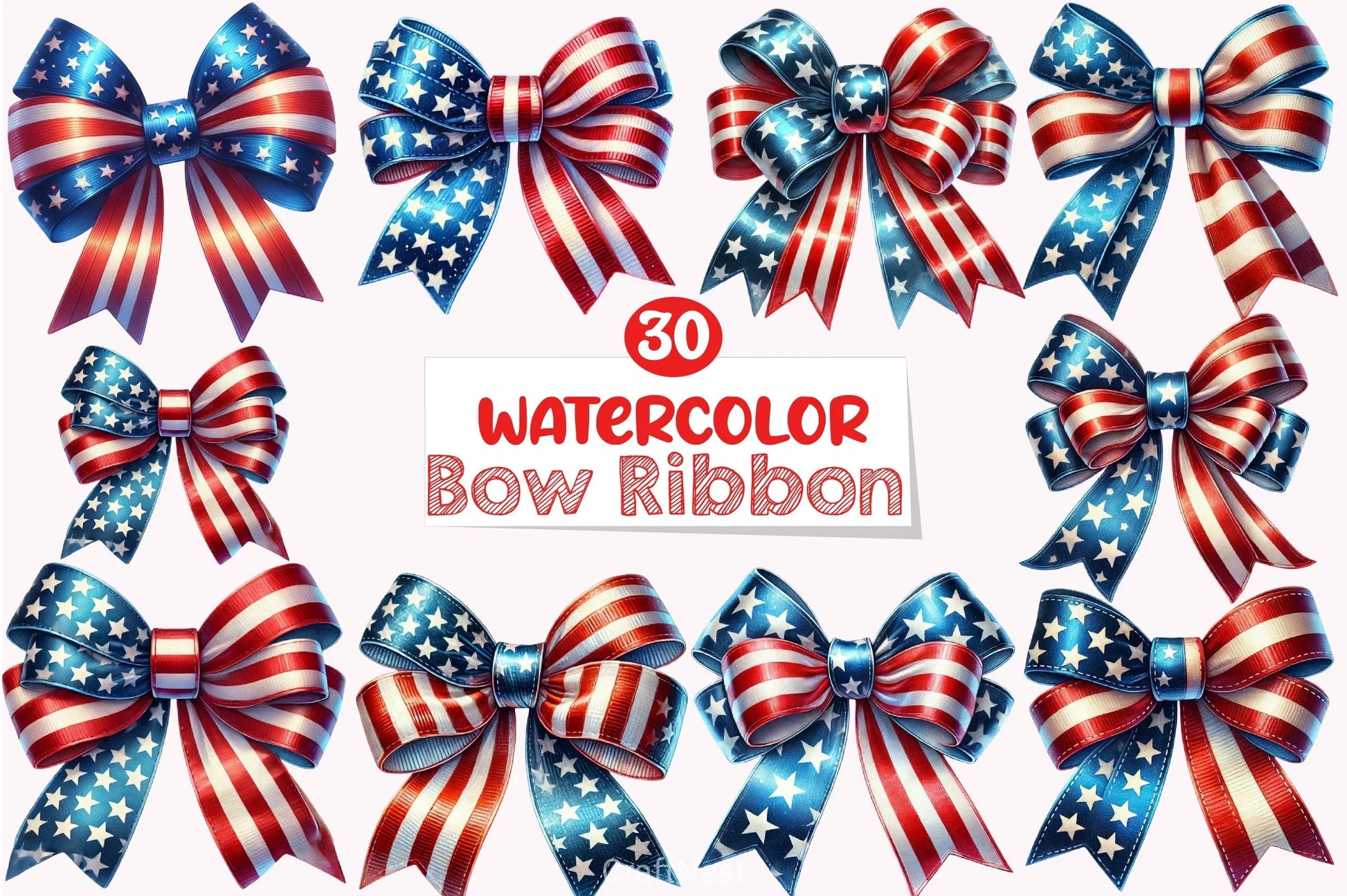 4th of July Bow Ribbon Clipart Bundle - CraftNest - Digital Crafting and Art