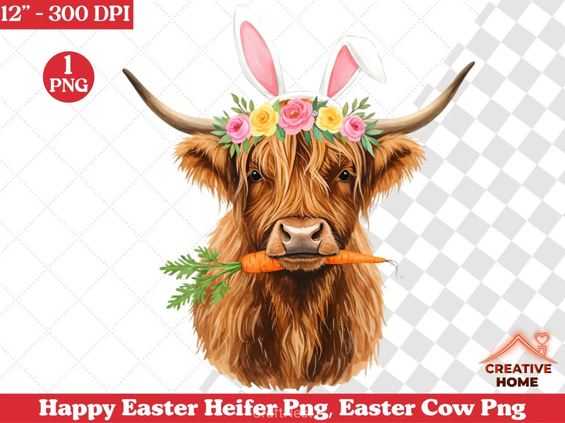 Happy Easter Heifer Cow Clipart Bundle - CraftNest - Digital Crafting and Art
