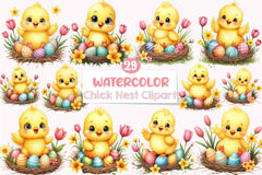 Easter Chick Nest Clipart Bundle - CraftNest - Digital Crafting and Art