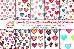 Colorful Patterned Hearts Clipart Bundle - CraftNest - Digital Crafting and Art