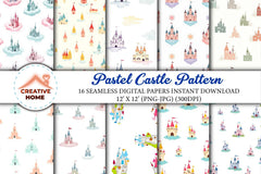Pastel Castle Pattern Clipart Bundle - CraftNest - Digital Crafting and Art