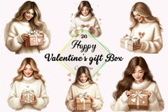 Happy Woman Valentine's Gift Clipart Bundle - CraftNest - Digital Crafting and Art