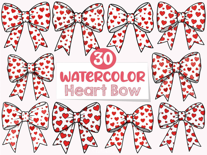 Whimsical Heart Bow Clipart Bundle - CraftNest - Digital Crafting and Art