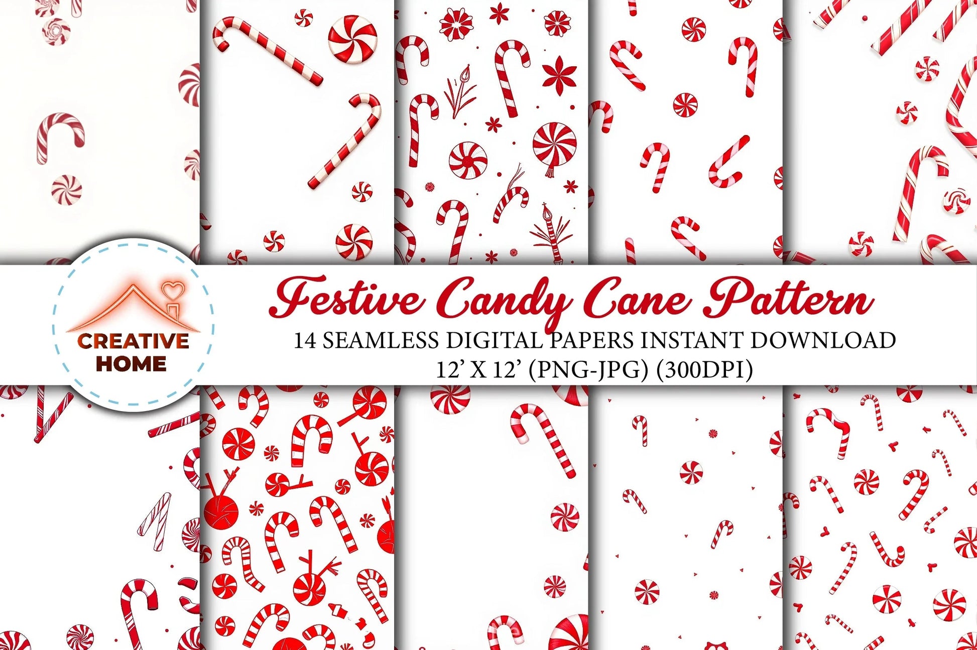Festive Candy Cane Clipart Bundle - CraftNest - Digital Crafting and Art