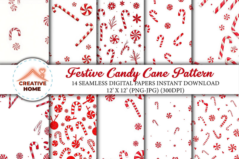 Festive Candy Cane Clipart Bundle - CraftNest - Digital Crafting and Art