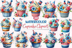 4th of July Cupcake Clipart Bundle - CraftNest - Digital Crafting and Art